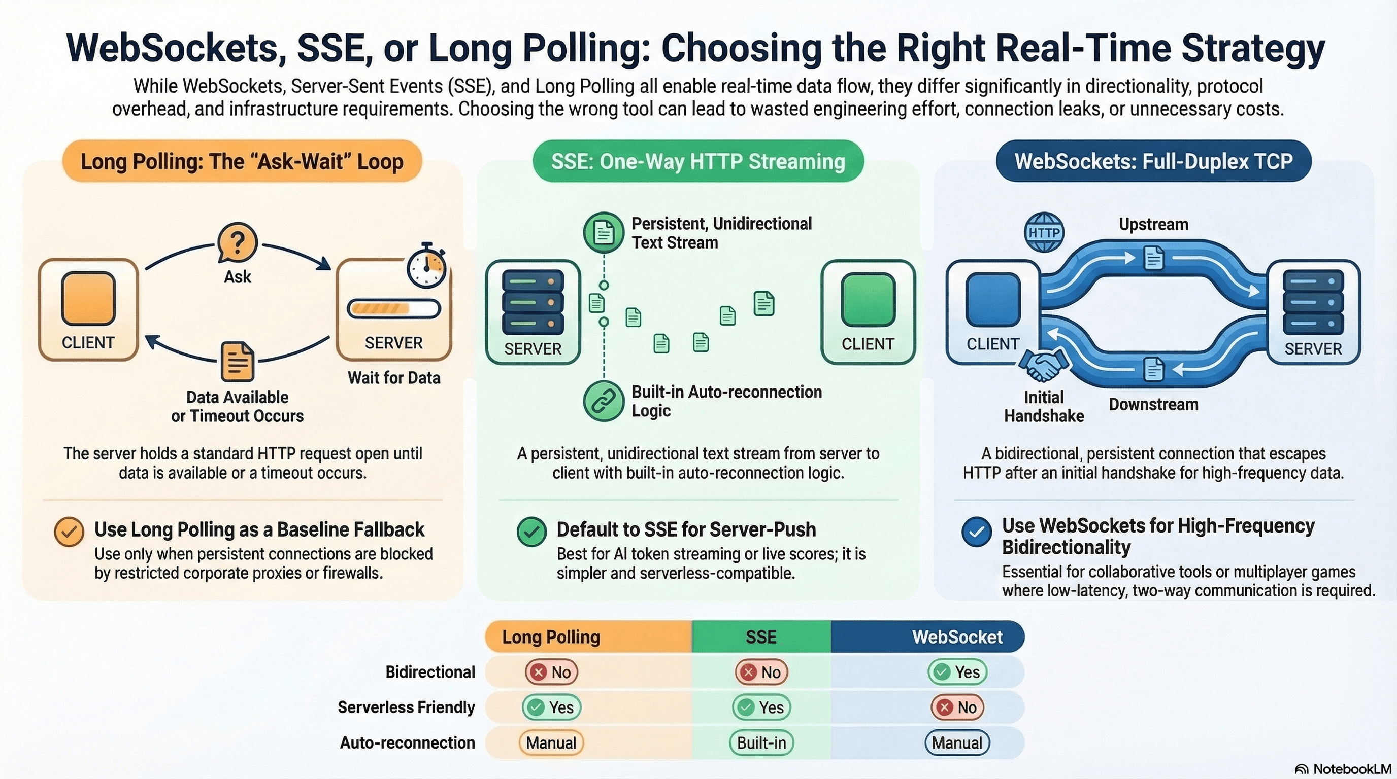 WebSockets vs SSE vs Long Polling